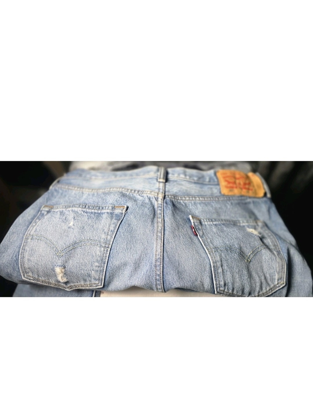 Light Wash Distressed Jeans - Blue - Picture 6 of 7